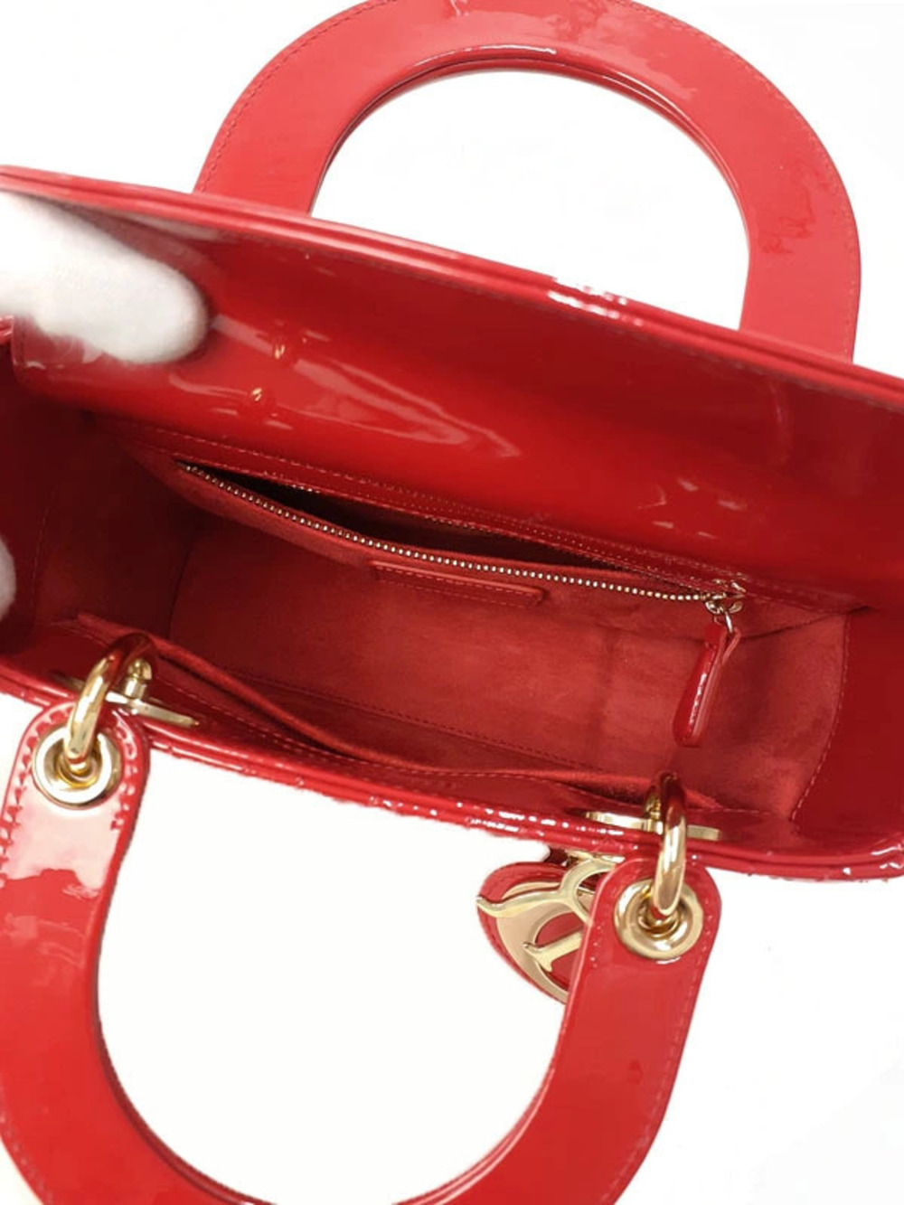Christian Dior Patent Cannage Lady Dior Bag bright Cherry Red - Picture 3 of 9